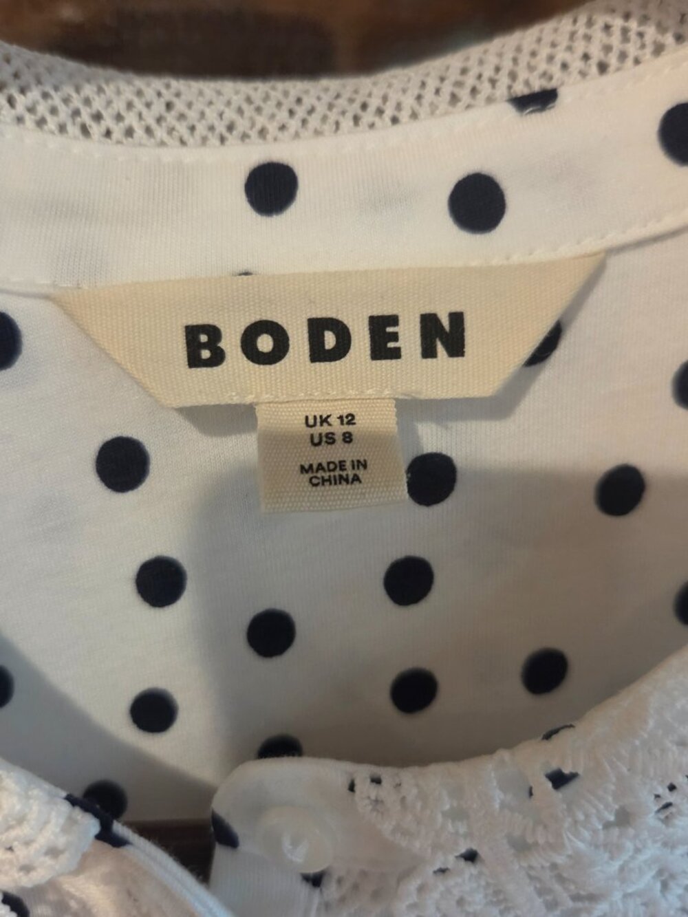 Lace Collar Blouse - Ivory, Painted Dot - Picture 5 of 7